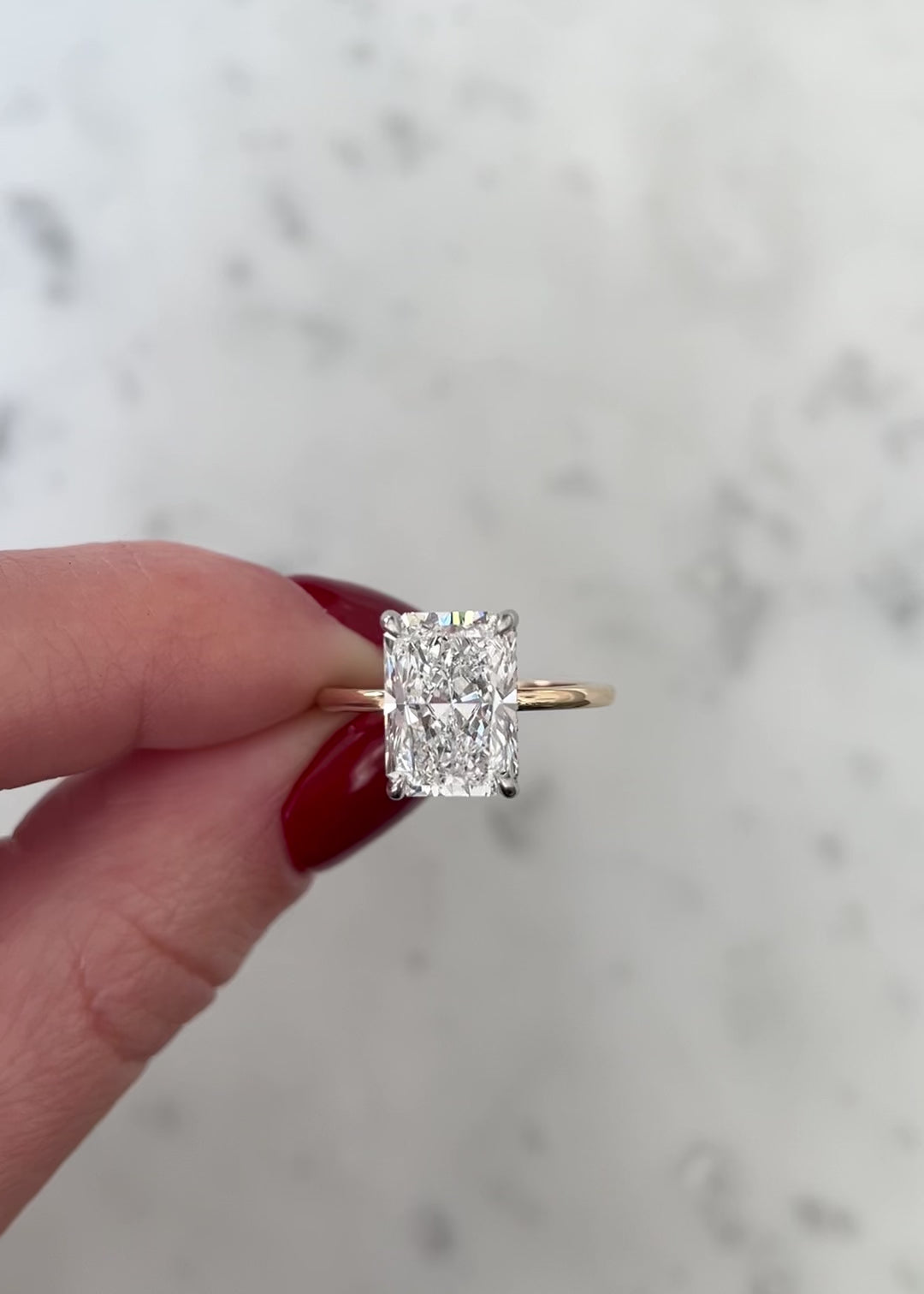 video of LG radiant whisper thin hidden halo | 14k yellow gold w/ platinum prongs