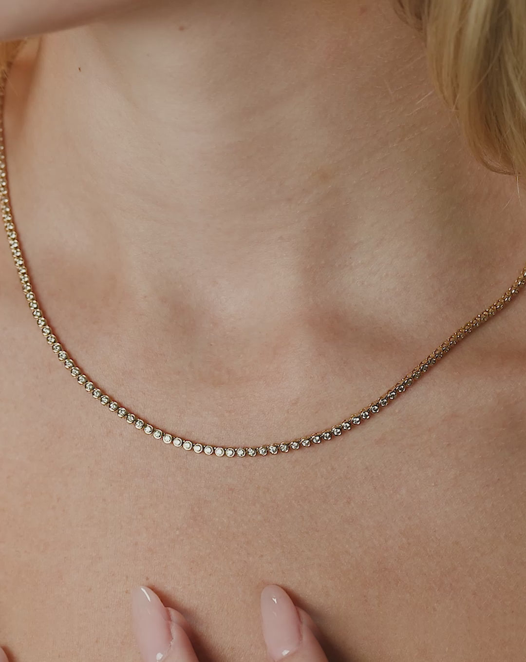 Bezel Mini Diamond Tennis Necklace video global