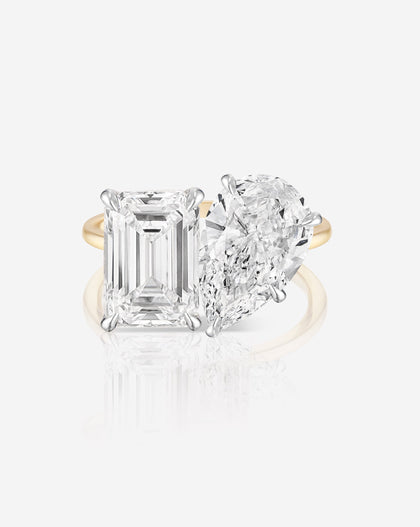 Ring Concierge Engagement Rings 3.02 Emerald & 3.0 Pear Natural Diamond Ring