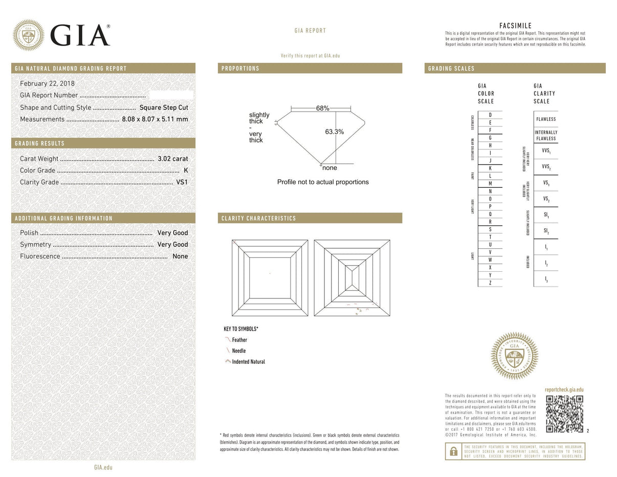 GIA certificate: 3.05 Asscher Natural Diamond
