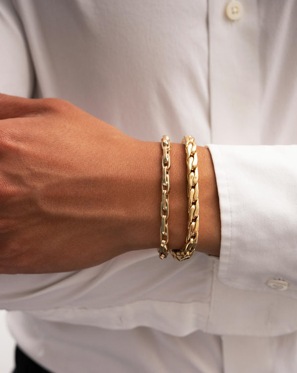 Ring Concierge Mens Men's Bracelets 14k Yellow Gold Square Curb Chain Bracelet