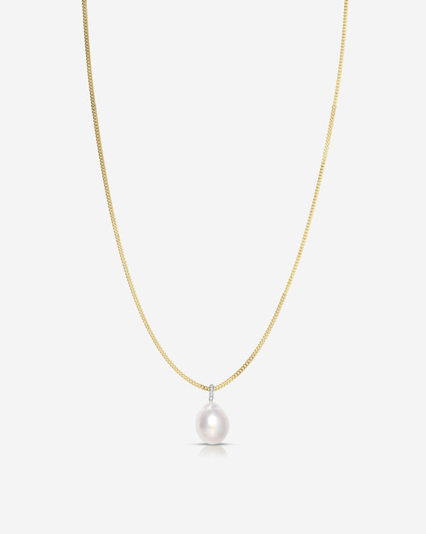 Ring Concierge Necklaces Long Organic Pearl Drop Necklace on 14K Yellow Gold chain