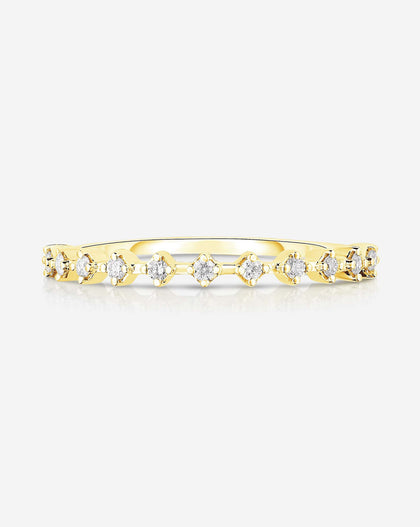 Flat lay of Ring Concierge 14k Yellow Gold Diamond Station Stackable Ring