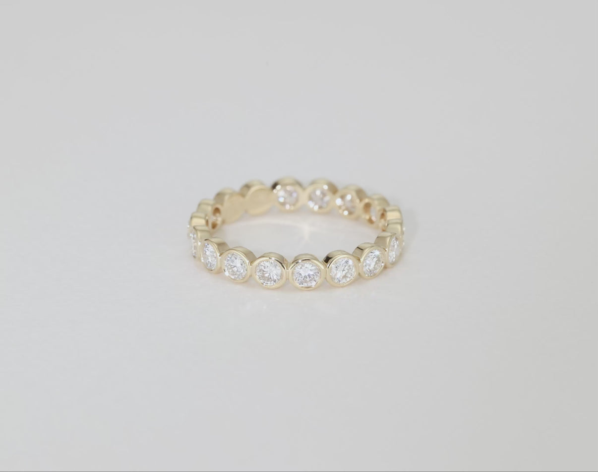 video of Diamond Round Bezel Eternity Band ring global