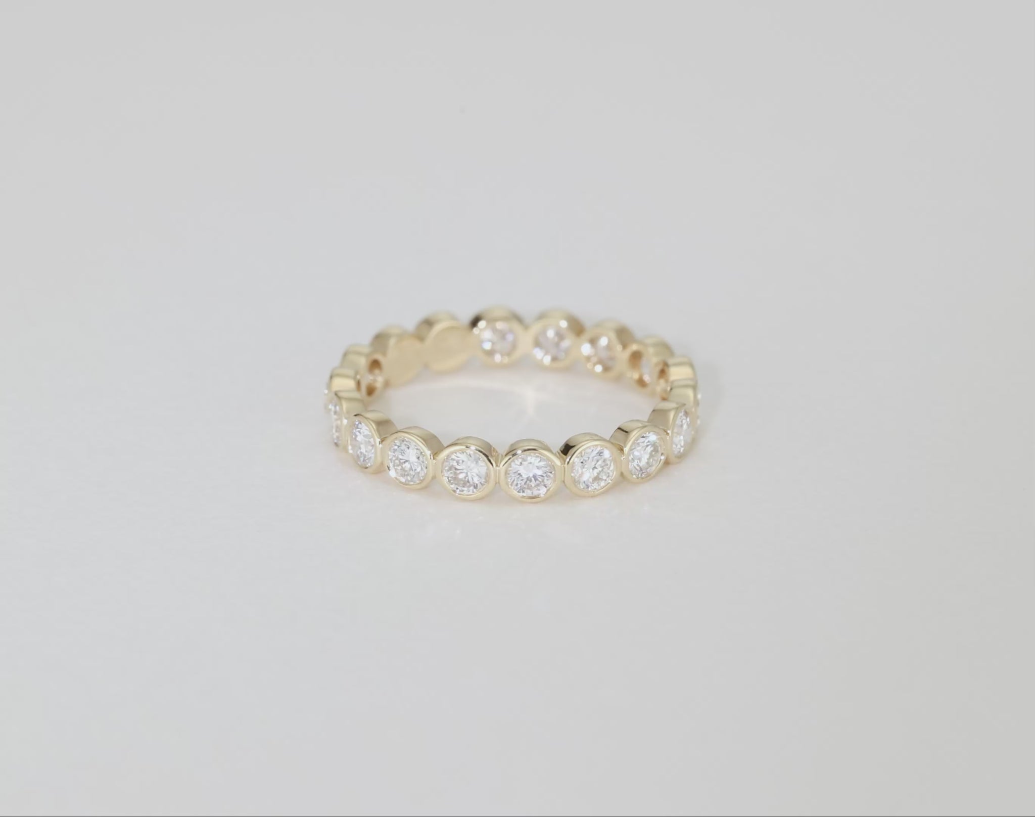 video of Diamond Round Bezel Eternity Band ring global