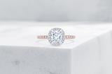 Vow Vow Engagement Rings Antique-Style Cushion / 14K Rose Gold + Platinum Prongs / Original Design Delancey