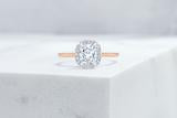 Vow Vow Engagement Rings Antique-Style Cushion / 14K Rose Gold + Platinum Prongs / Original Design Essex