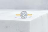 Vow Vow Engagement Rings Antique-Style Cushion / 14K Yellow Gold + Platinum Prongs / Original Design Essex