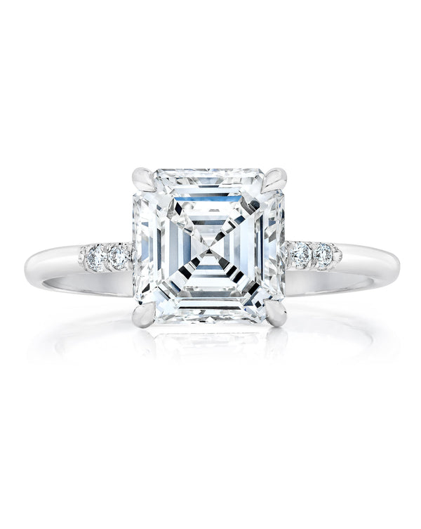 Bridal Engagement Rings Asscher / Yellow Gold Whisper Thin® Trio