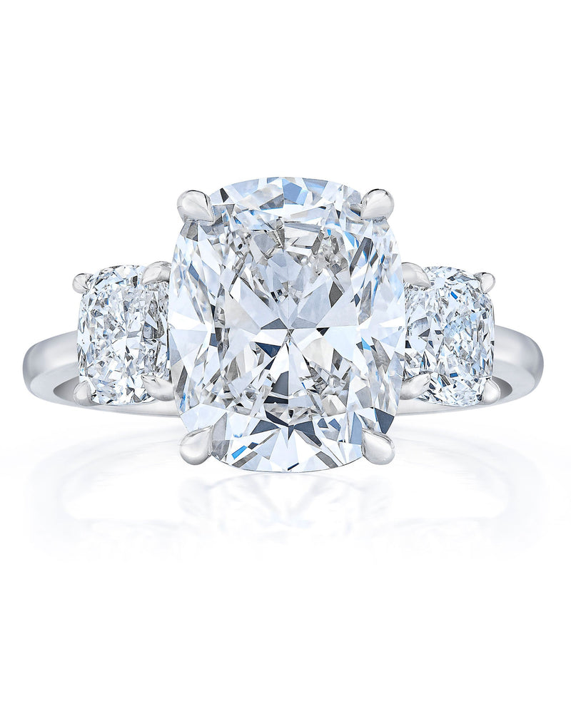 Bridal Engagement Rings Cushion / Platinum Three-Stone Engagement Ring