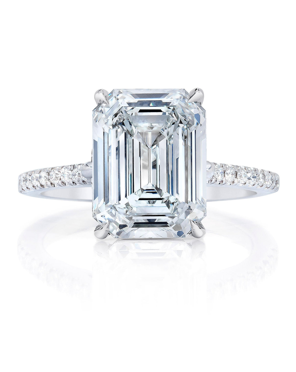 Bridal Engagement Rings Emerald / Platinum Whisper Thin® with Pavé