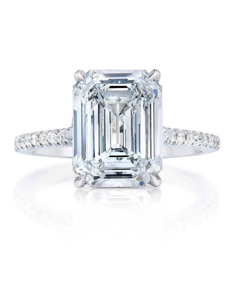 Bridal Engagement Rings Emerald / Platinum Whisper Thin® with Pavé