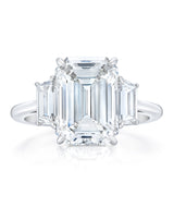 Bridal Engagement Rings Emerald / Trapezoids / Platinum Side-Stone Engagement Ring