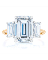 Bridal Engagement Rings Emerald / Trapezoids / Yellow Gold Side-Stone Engagement Ring