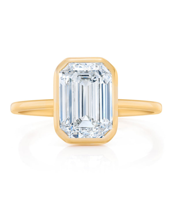Bridal Engagement Rings Emerald / Yellow Gold Bezel Engagement Ring