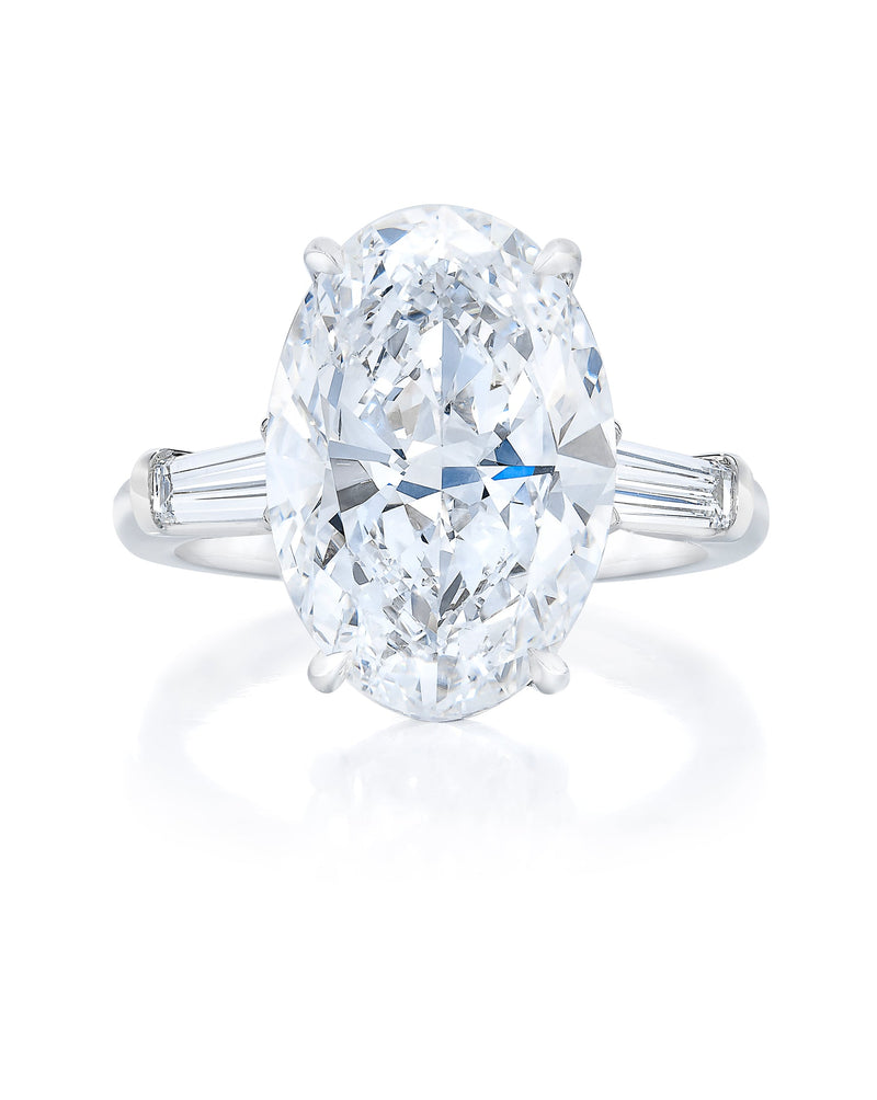 Bridal Engagement Rings Oval / Baguettes / Platinum Side-Stone Engagement Ring