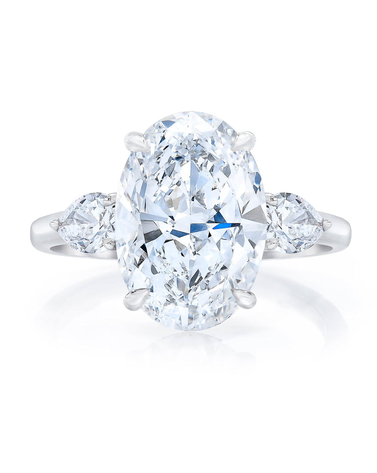 Bridal Engagement Rings Oval / Pears / Platinum Side-Stone Engagement Ring