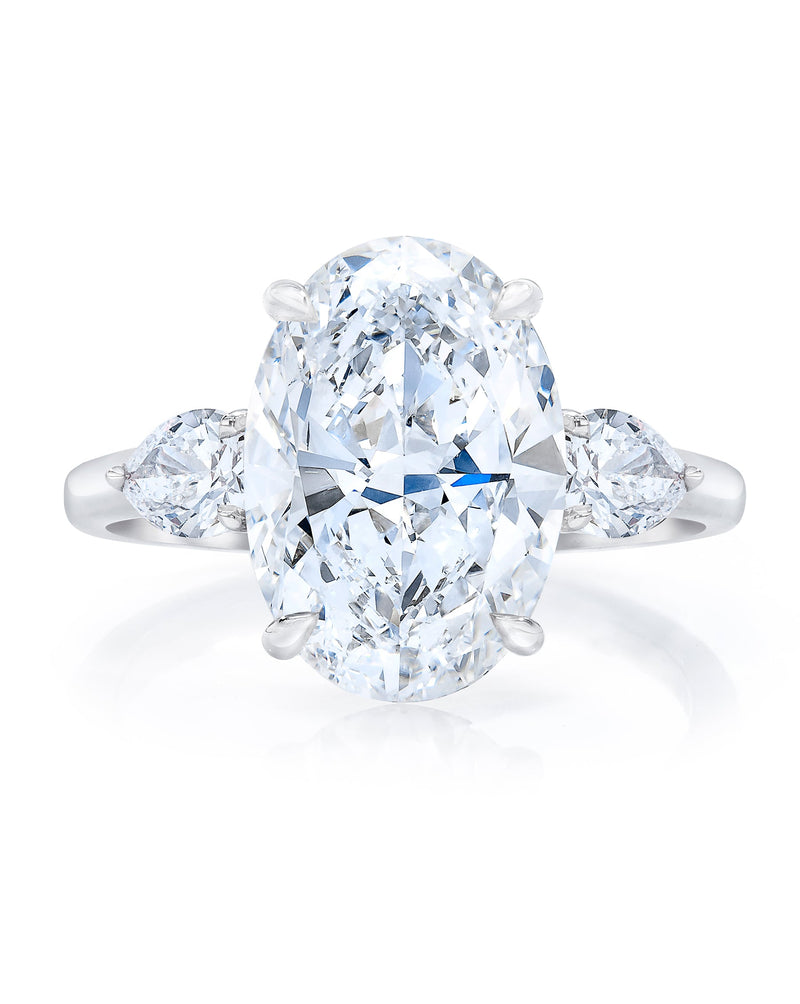 Bridal Engagement Rings Oval / Pears / Platinum Side-Stone Engagement Ring