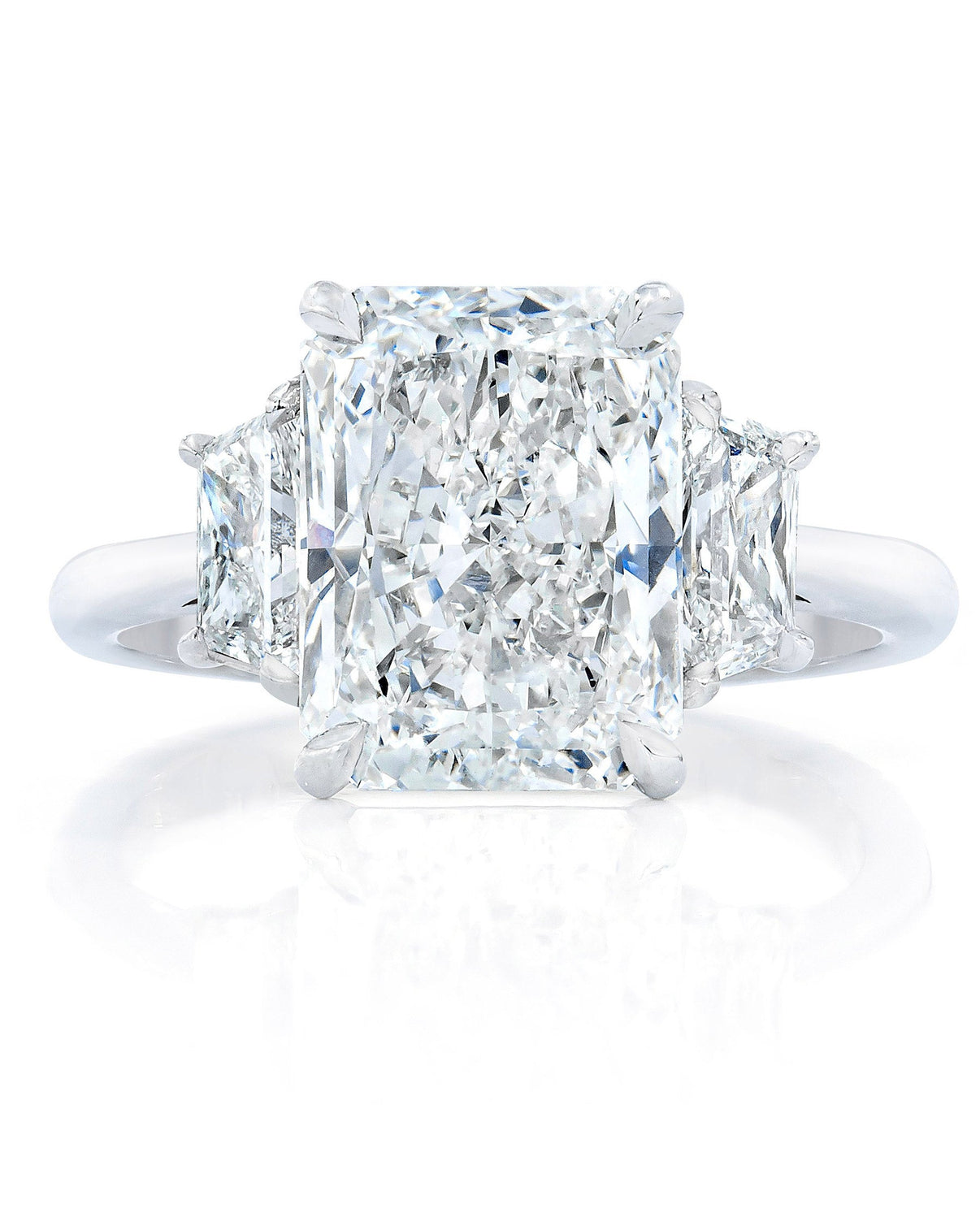 Bridal Engagement Rings Radiant / Trapezoids / Platinum Side-Stone Engagement Ring