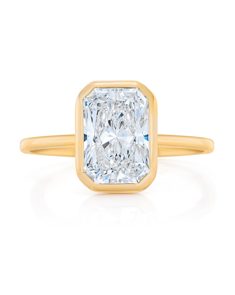 Bridal Engagement Rings Radiant / Yellow Gold Bezel Engagement Ring