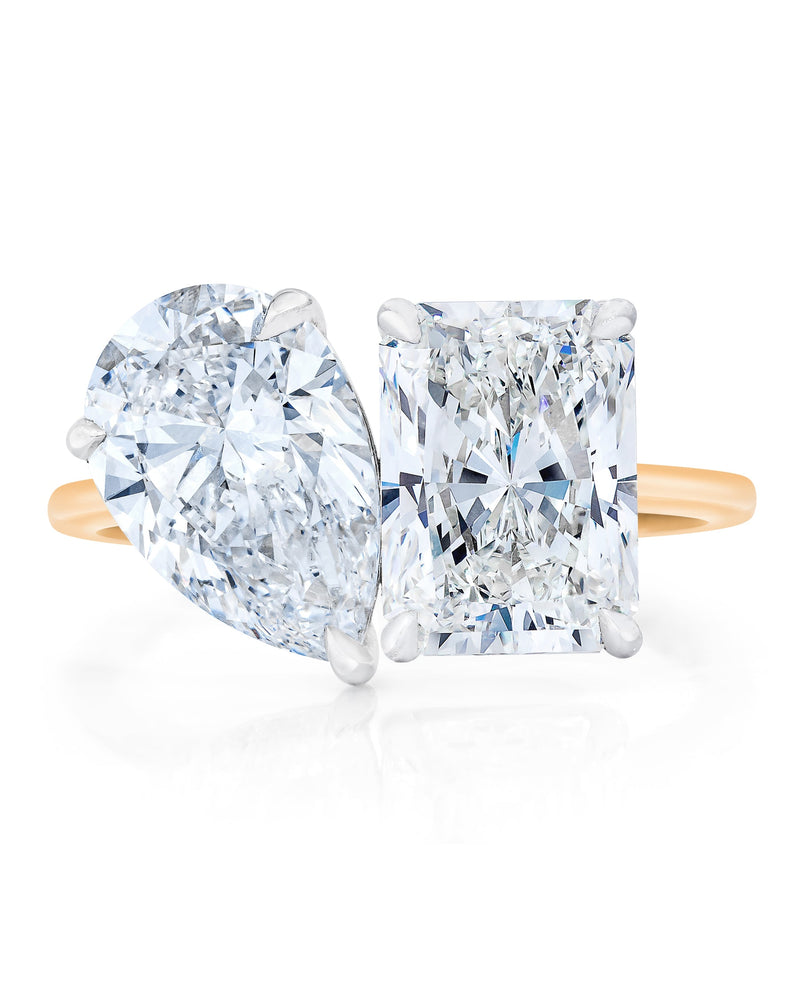 Bridal Engagement Rings Radiant / Yellow Gold Toi et Moi Engagement Ring