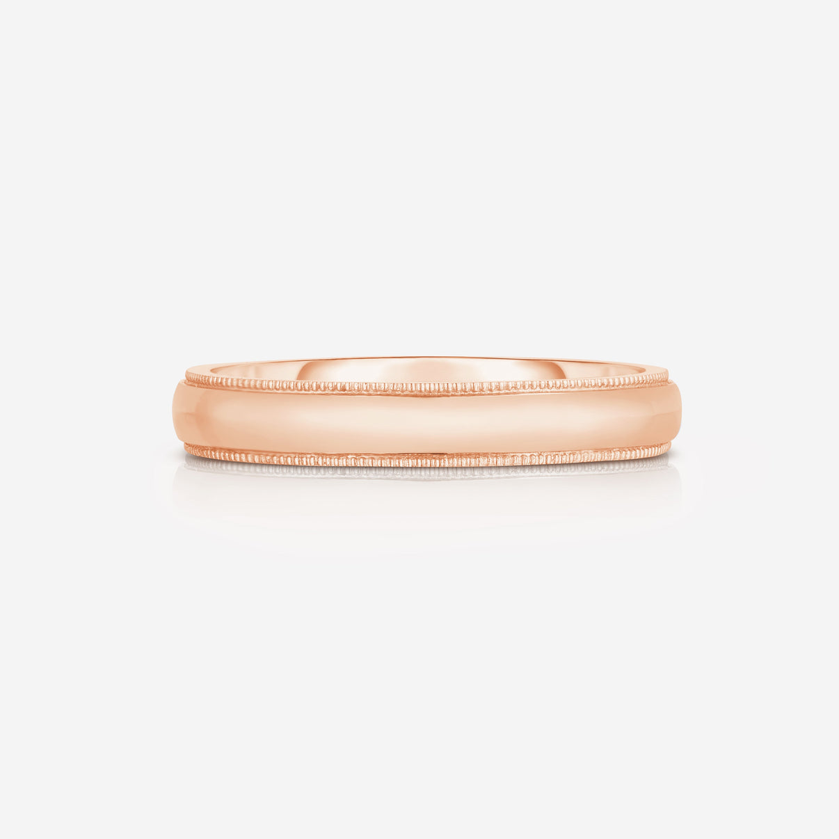 Bridal Mens Rings 14k Rose Gold / 6.5 4 mm Milgrain Comfort Fit Wedding Band
