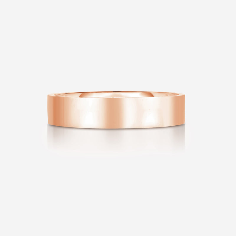 Bridal Mens Rings 14k Rose Gold / 6.5 5 mm Flat Comfort Fit Wedding Band