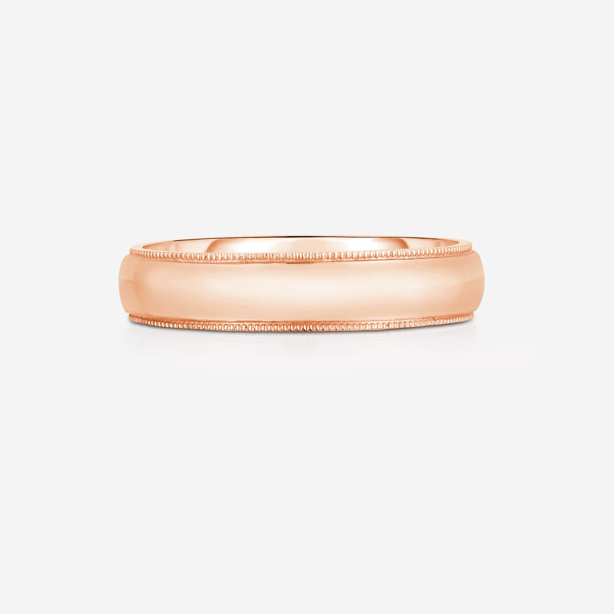 Bridal Mens Rings 14k Rose Gold / 6.5 5 mm Milgrain Comfort Fit Wedding Band