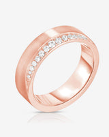 Bridal Mens Rings 14k Rose Gold / 6.5 Diamond Edge Wedding Band