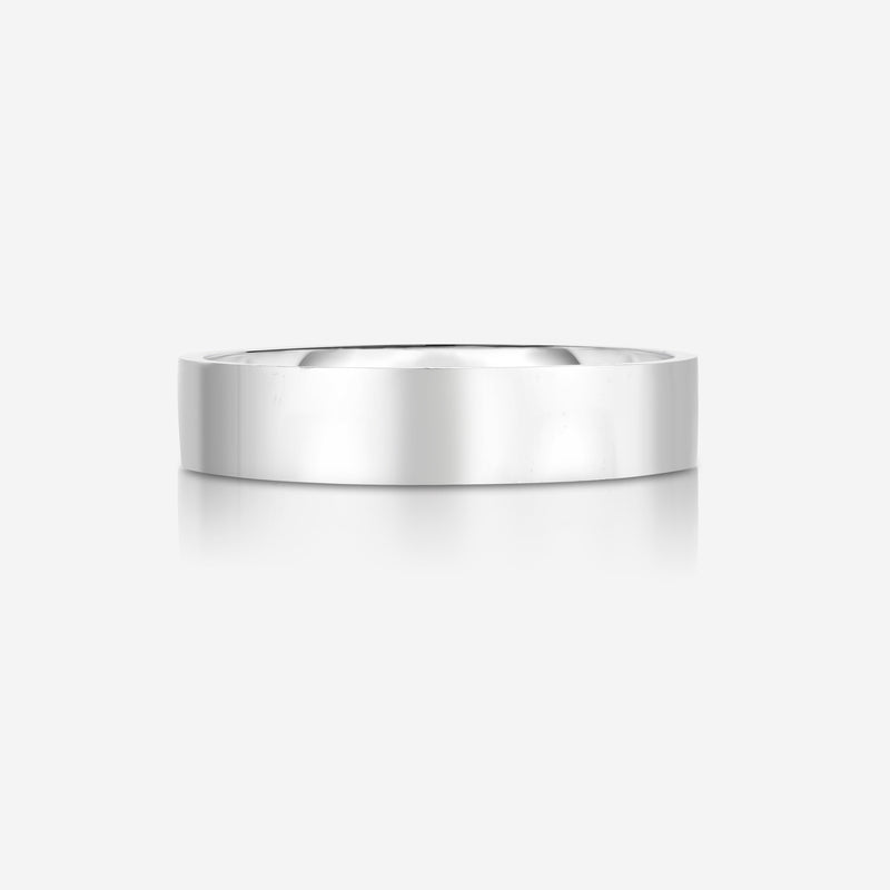 Bridal Mens Rings 14k White Gold / 6.5 5 mm Flat Comfort Fit Wedding Band