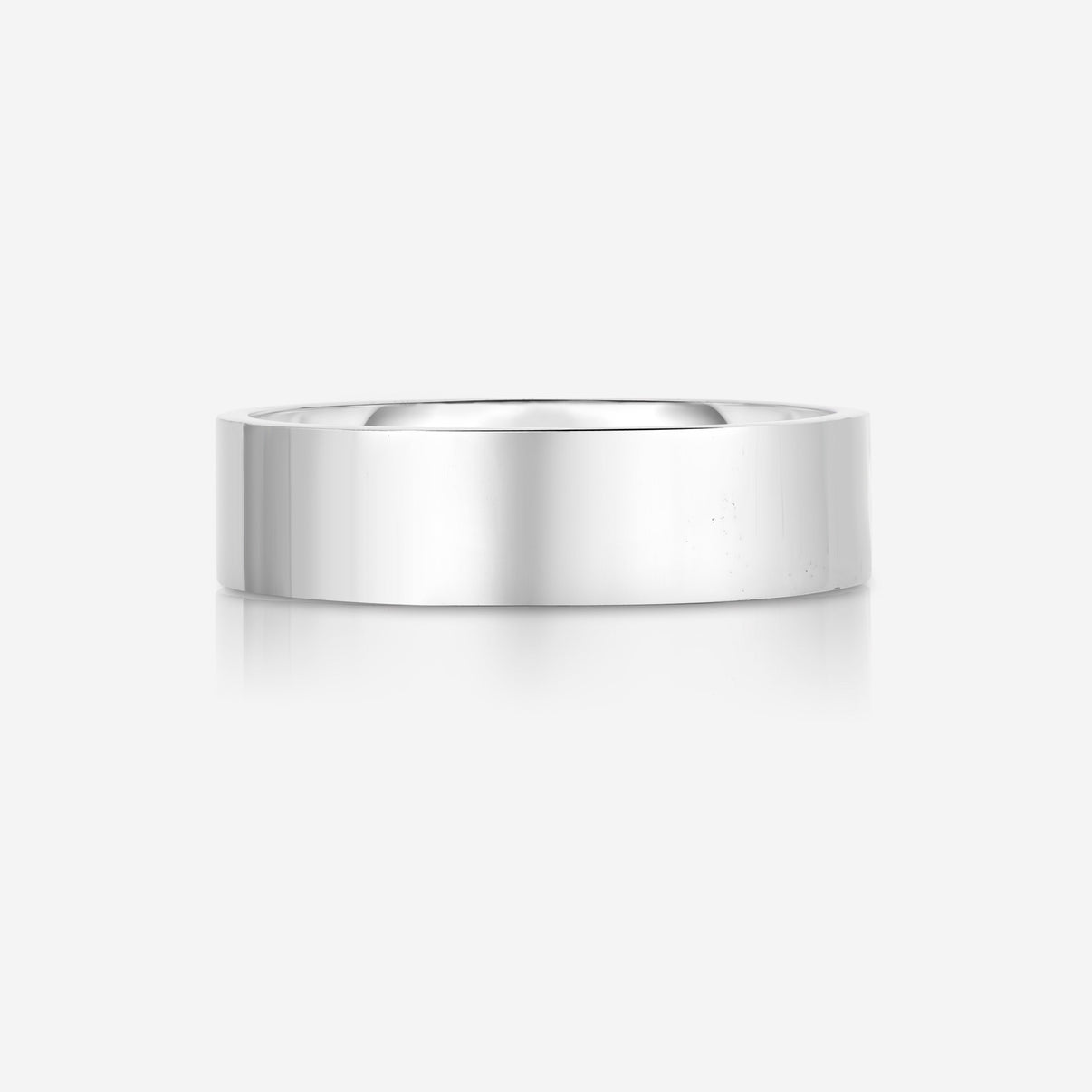 Bridal Mens Rings 14k White Gold / 6.5 6 mm Flat Comfort Fit Wedding Band
