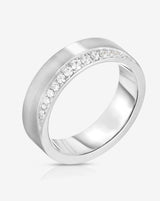 Bridal Mens Rings 14k White Gold / 6.5 Diamond Edge Wedding Band