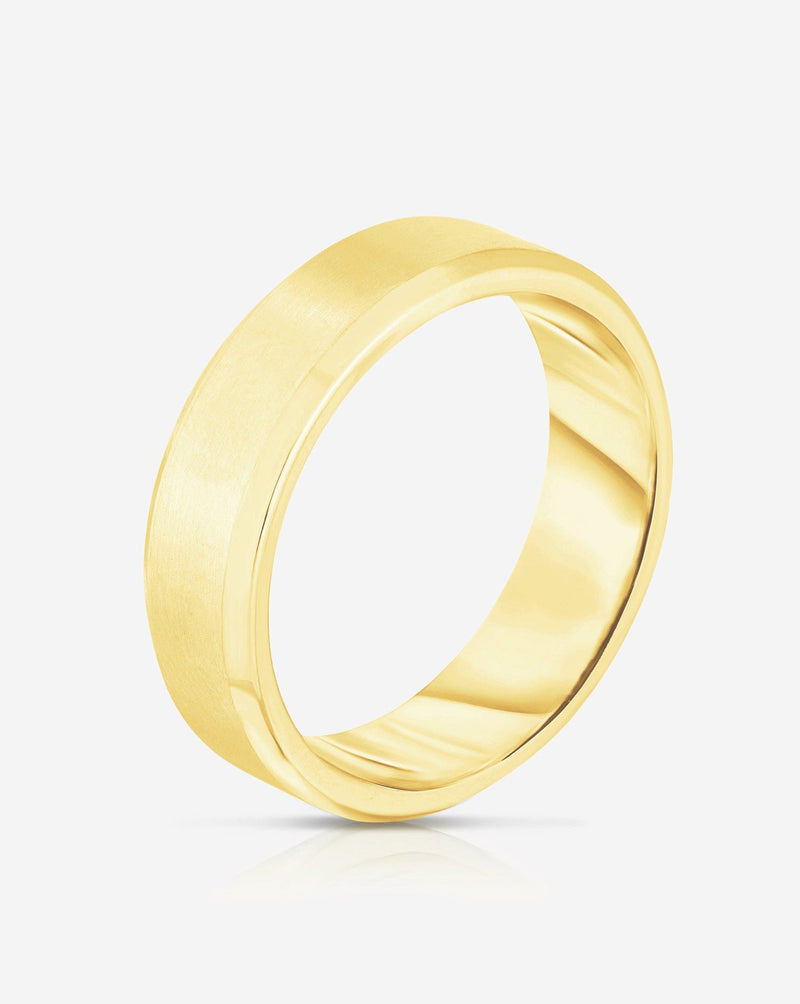 Bridal Mens Rings 14k Yellow Gold / 14k Yellow Gold 6 mm Contrast + Beveled Wedding Band