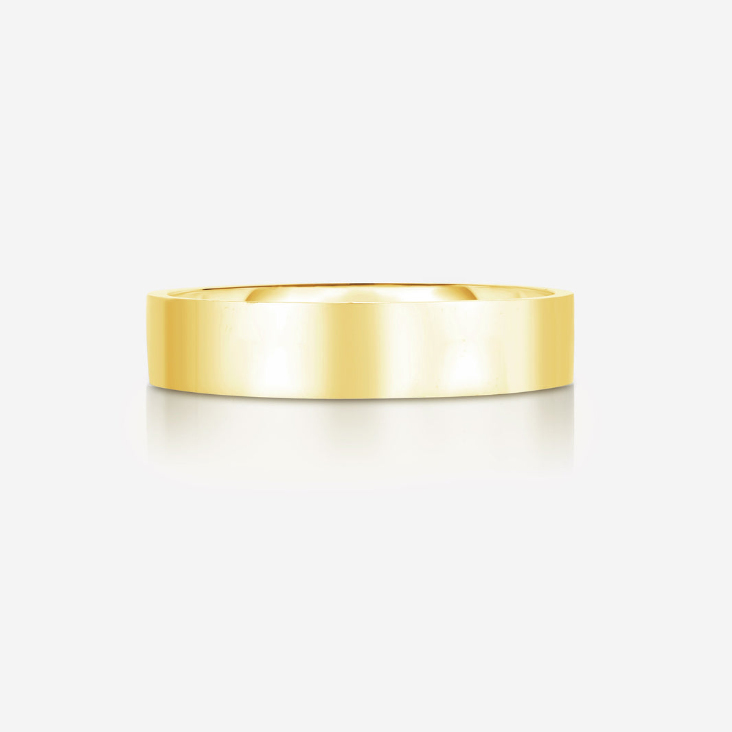 Bridal Mens Rings 14k Yellow Gold / 6.5 5 mm Flat Comfort Fit Wedding Band