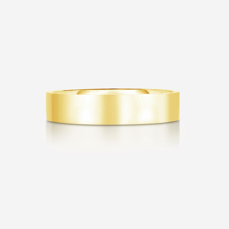Bridal Mens Rings 14k Yellow Gold / 6.5 5 mm Flat Comfort Fit Wedding Band