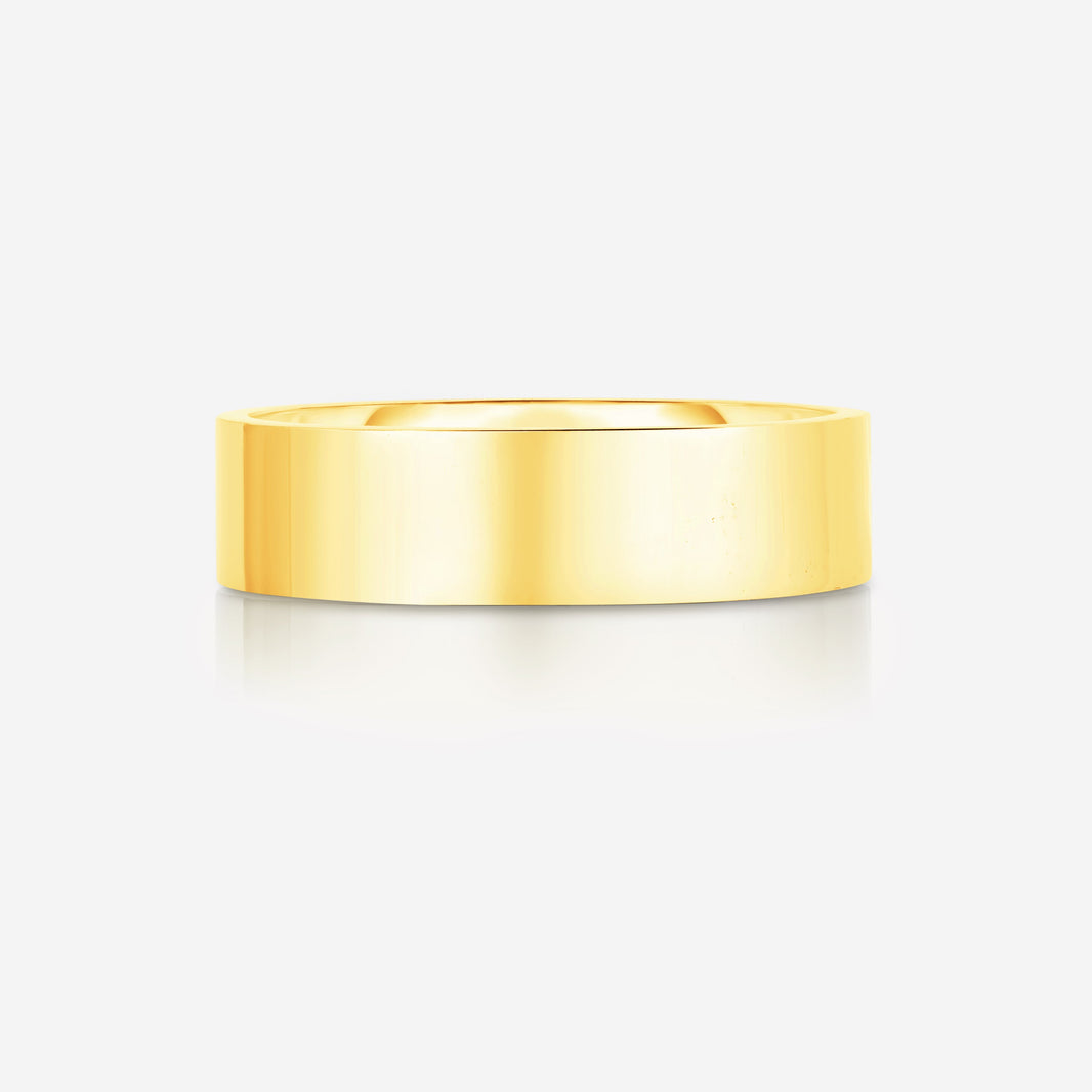 Bridal Mens Rings 14k Yellow Gold / 6.5 6 mm Flat Comfort Fit Wedding Band