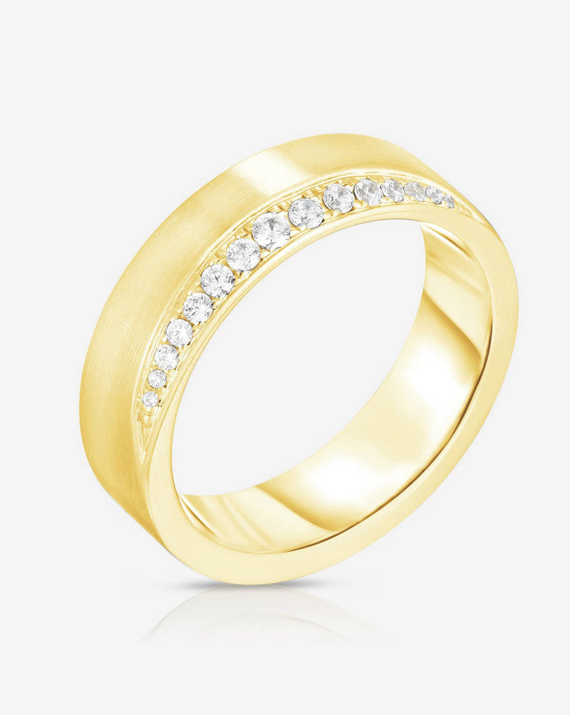 Bridal Mens Rings 14k Yellow Gold / 6.5 Diamond Edge Wedding Band