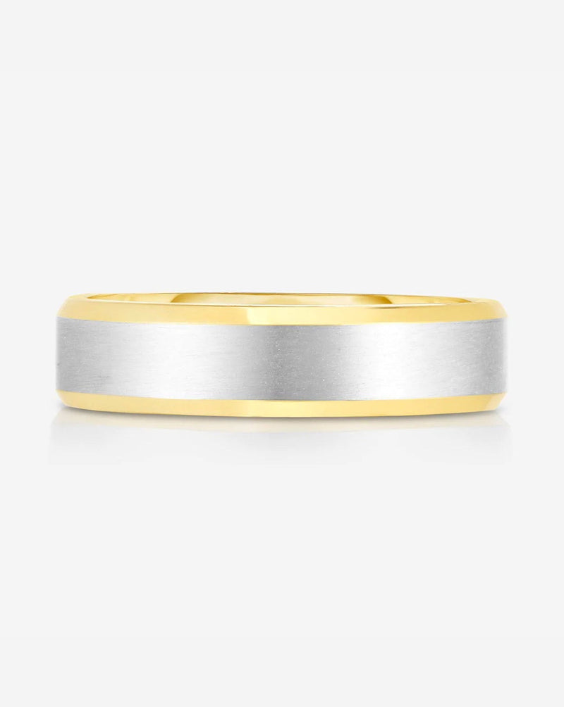Bridal Mens Rings 4 mm Contrast + Beveled Wedding Band