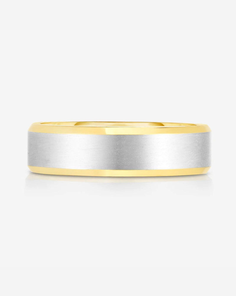 Bridal Mens Rings 5 mm Contrast + Beveled Wedding Band