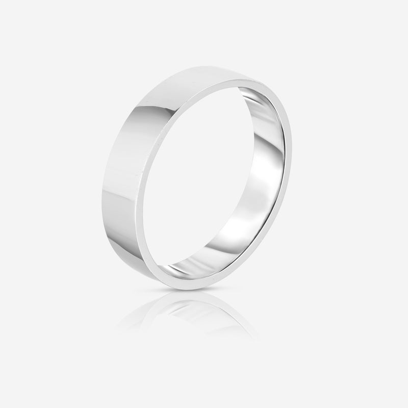 Bridal Mens Rings 5 mm Flat Comfort Fit Wedding Band