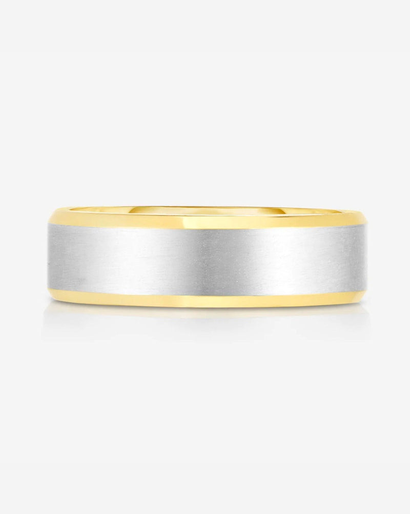 Bridal Mens Rings 6 mm Contrast + Beveled Wedding Band