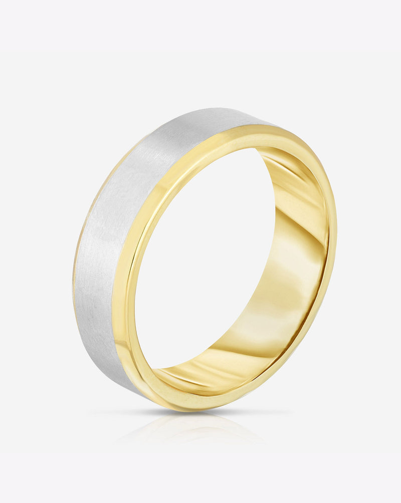 Bridal Mens Rings 6 mm Contrast + Beveled Wedding Band