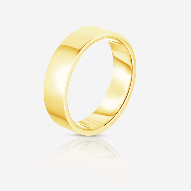Bridal Mens Rings 6 mm Flat Comfort Fit Wedding Band