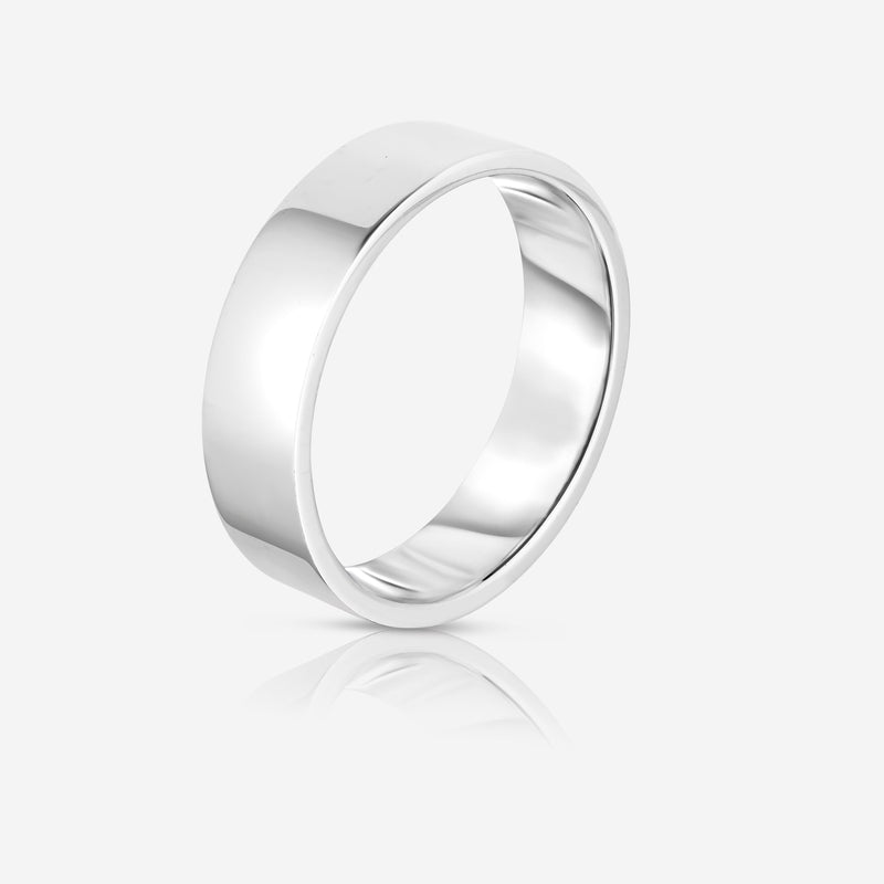 Bridal Mens Rings 6 mm Flat Comfort Fit Wedding Band