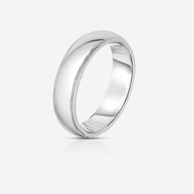 Bridal Mens Rings 6 mm Milgrain Comfort Fit Wedding Band