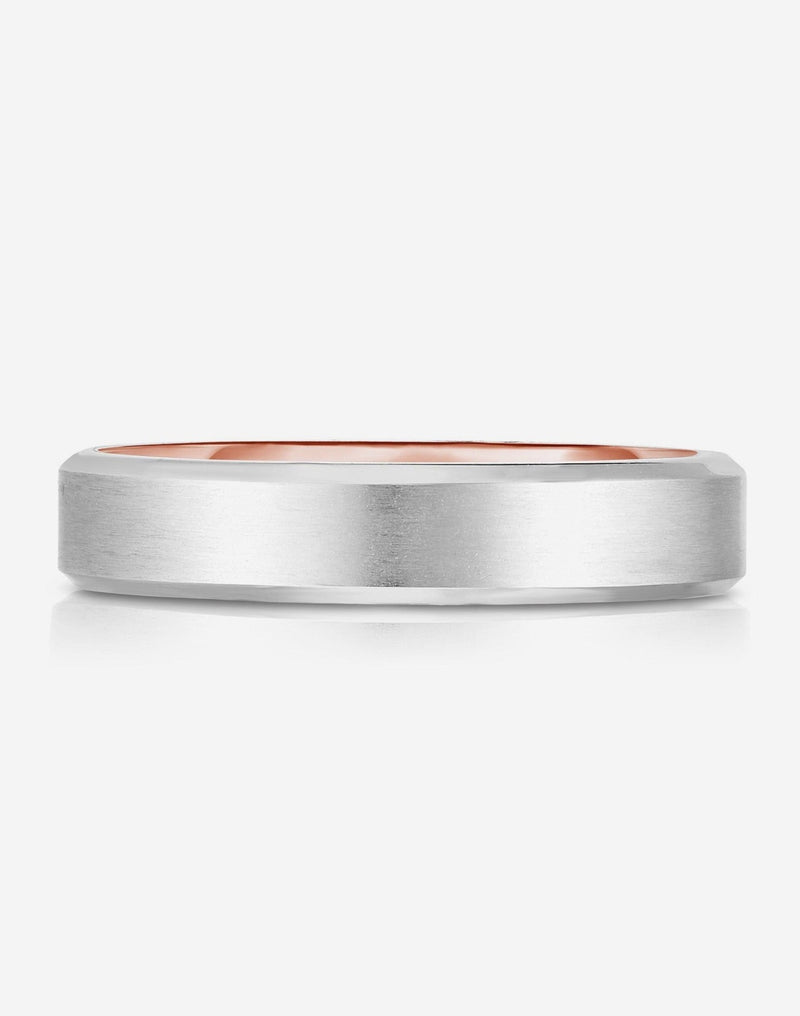 Bridal Mens Rings Hidden Two-Toned + Beveled Wedding Band
