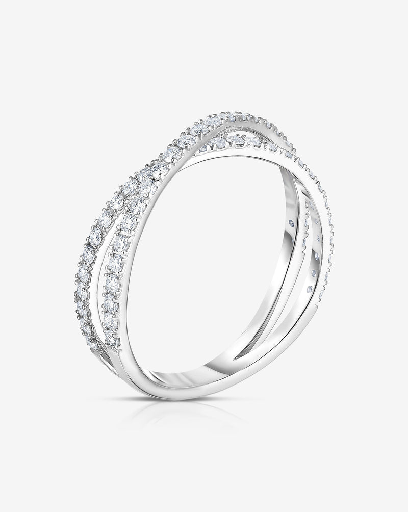 Bridal Rings Platinum Criss-Cross Band side view