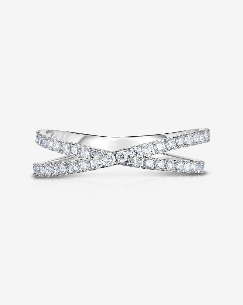Bridal Rings Platinum Criss-Cross Band flat lay image