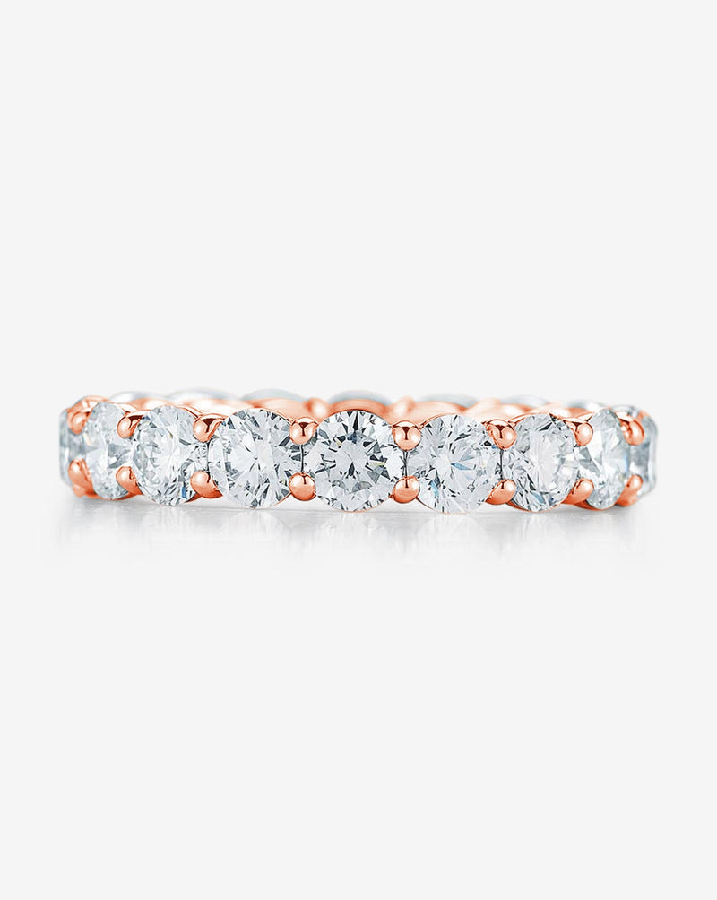 Bridal Wedding Bands 14k Rose Gold / 0.10 / 3 Round Diamond Eternity Band
