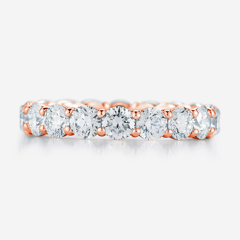 Bridal Wedding Bands 14k Rose Gold / 0.15 / 3 Round Diamond Eternity Band 0.15ct